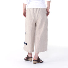 Load image into Gallery viewer, Wide straight pants eight-quarter length with hemp patchwork
