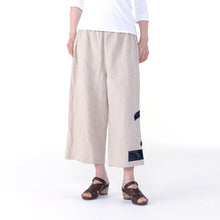 Load image into Gallery viewer, Wide straight pants eight-quarter length with hemp patchwork
